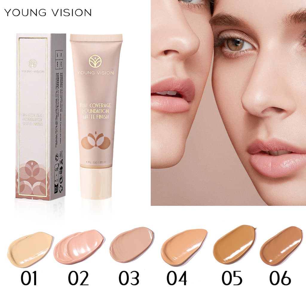 YOUNG VISION base líquida matte de 6 cores, creme de base para contorno na cor trigo