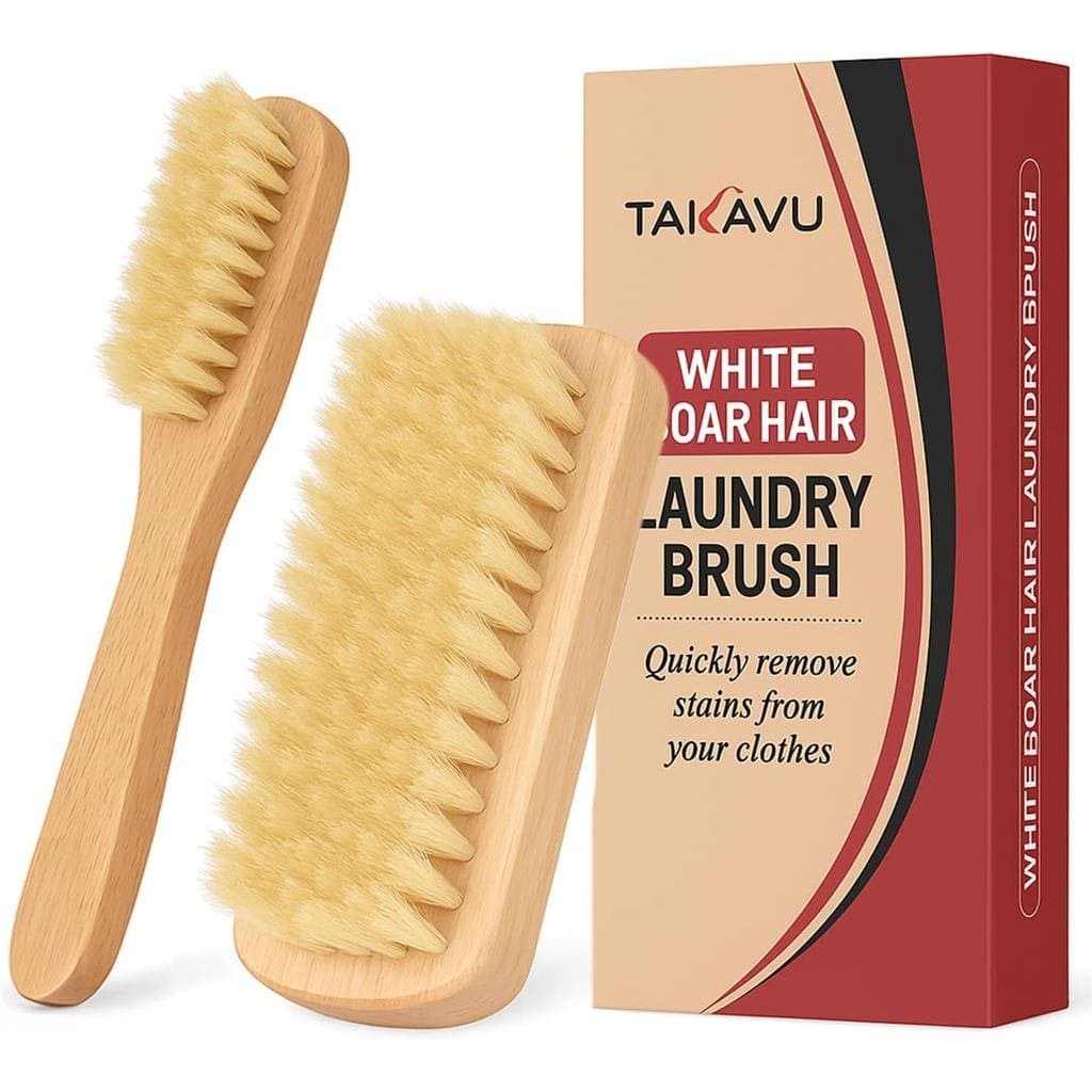 Conjunto de Escovas para Remoção de Manchas em Tecidos da TAKAVU, Cerdas de Javali Puras e Rígidas para Esfregar Manchas