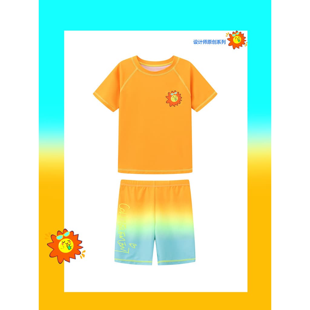 Elementos frios roupa de banho infantil de manga curta dividida secagem rápida praia protetor solar roupa de banho verão
