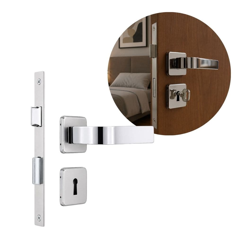Fechadura Interna para Quarto Modena 40 Roseta Cromada MGM