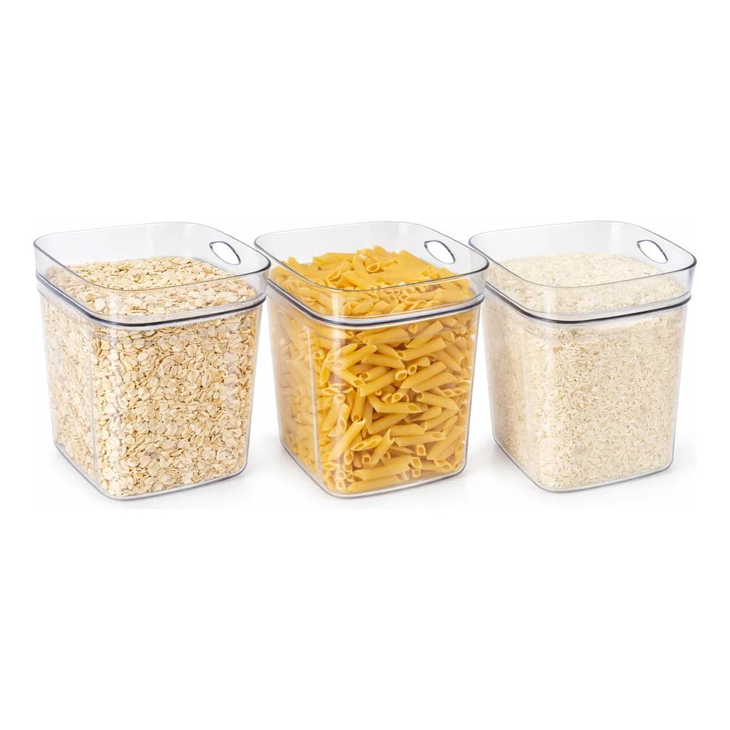 Kit 3 Potes Herméticos Transparente 590ml Despensa Mantiment