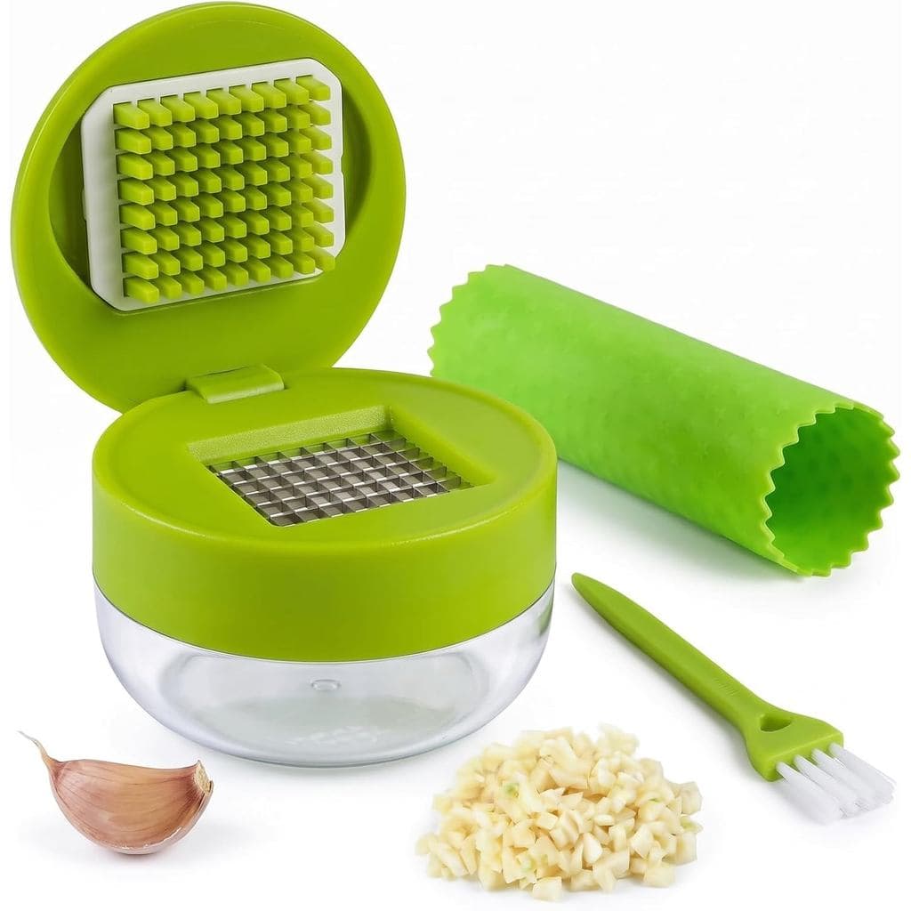 Conjunto De Mini Picador De Alho , Prensa Descascador Triturador Com Escova De Limpeza Para Cozinha Doméstica , Preparaç