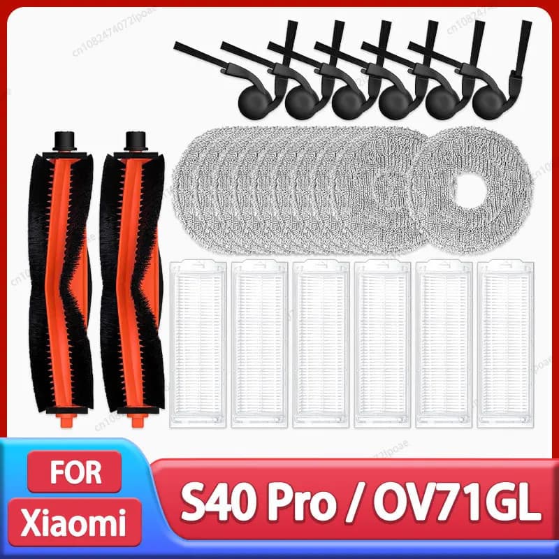 Para Xiaomi S40 Pro/OV71GL Robô Aspirador De Pó Peças Acessórios Escova Principal Lateral Filtro Hepa Mop Pano Substitui