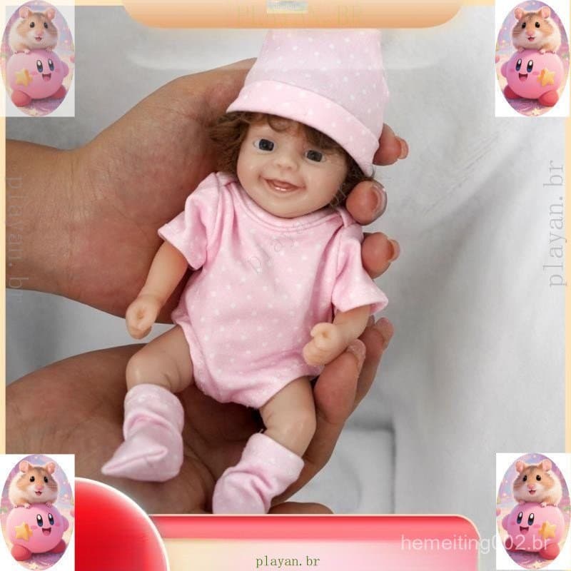 Boneca Reborn Mini de Silicone de 7 Polegadas, Realista para Bebês Recém-Nascidos, Vem com Acessórios de Alimentação e V