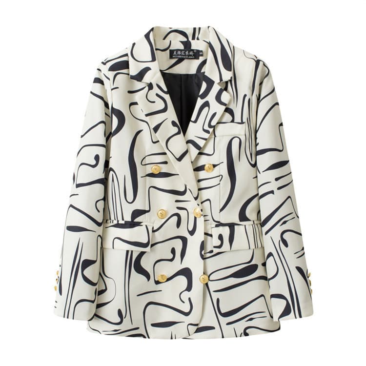 Blazer feminino trespassado curto solto All-Match moda Casual terno Top