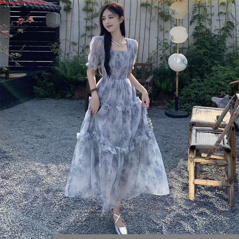 2024 Novo vestido longo floral vestido feminino