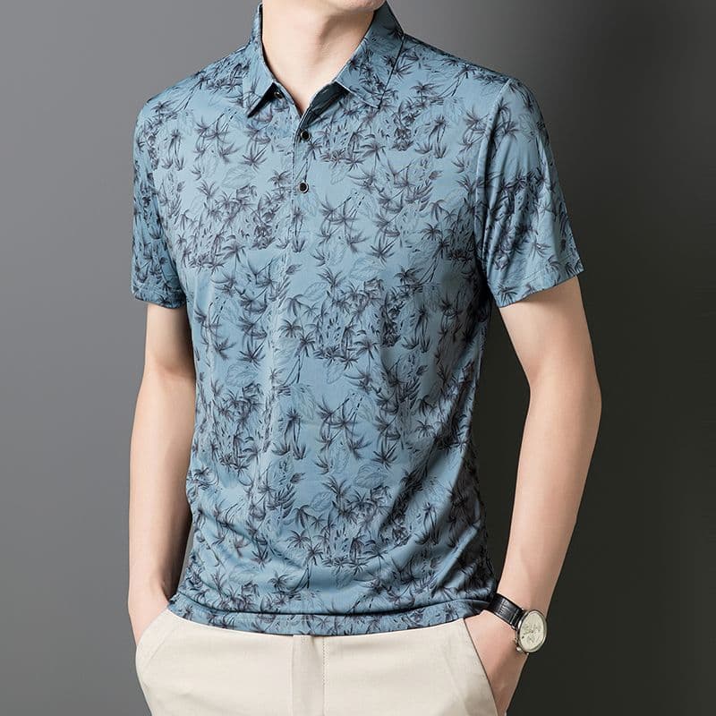 Woodpecker 2025 verão na moda masculina de manga curta POLO novo estilo impresso Casual lapela respirável camiseta202607