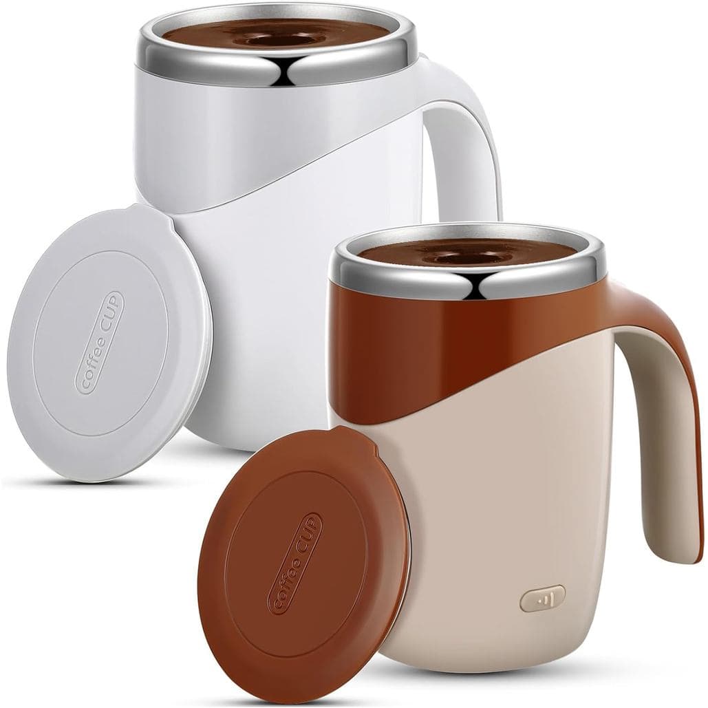 Patelai 2 Peças Caneca de Café com Misturador Automático 13.5oz Copos de Viagem Recarregáveis Automáticos para Presente