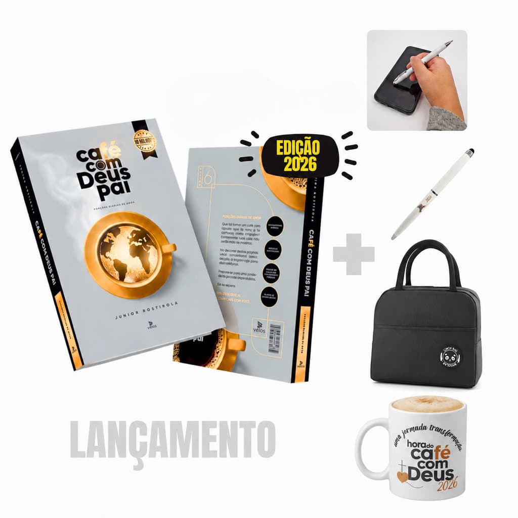Kit Devocional Café Com Deus Pai + Bolsa Termica+caneca+caneta 2em1