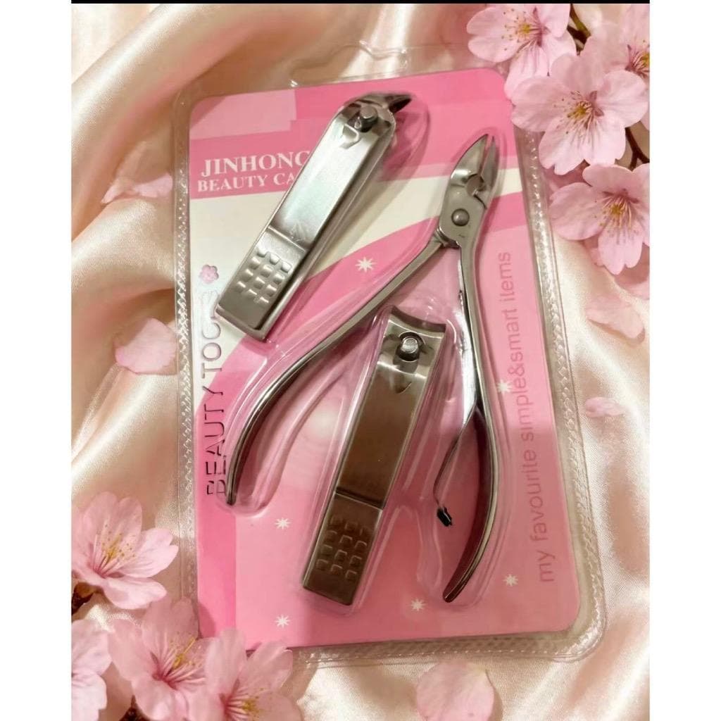 Alicate de Cutícula Profissional + Kit Cortador de Unha 3 em 1 Ferramenta de Manicure e Pedicure Aço Inoxidável