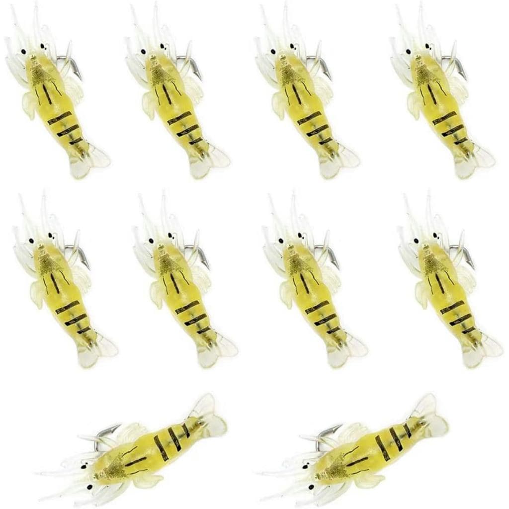 10 Peças Iscas de Camarão Simuladas Macias, Isca de Camarão Voodoo 2 Polegadas, Isca de Camarão Artificial para Pesca, A