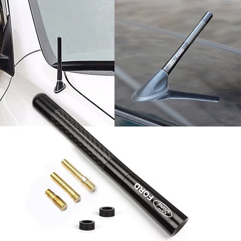 Ford Antena Carro Esportiva Universal Curta 12cm Fibra de Carbono FM AM Teto Alta Recepção