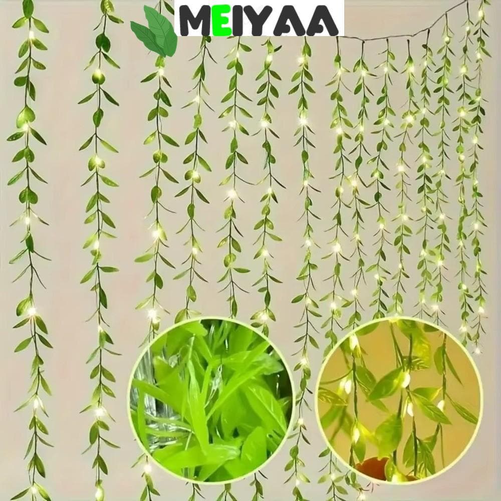 Luzes De Corda De Folha De Salgueiro MEIYAA , 2/5M 20Light Sempre Em Lâmpada De Cortina , Decoração De Mesa