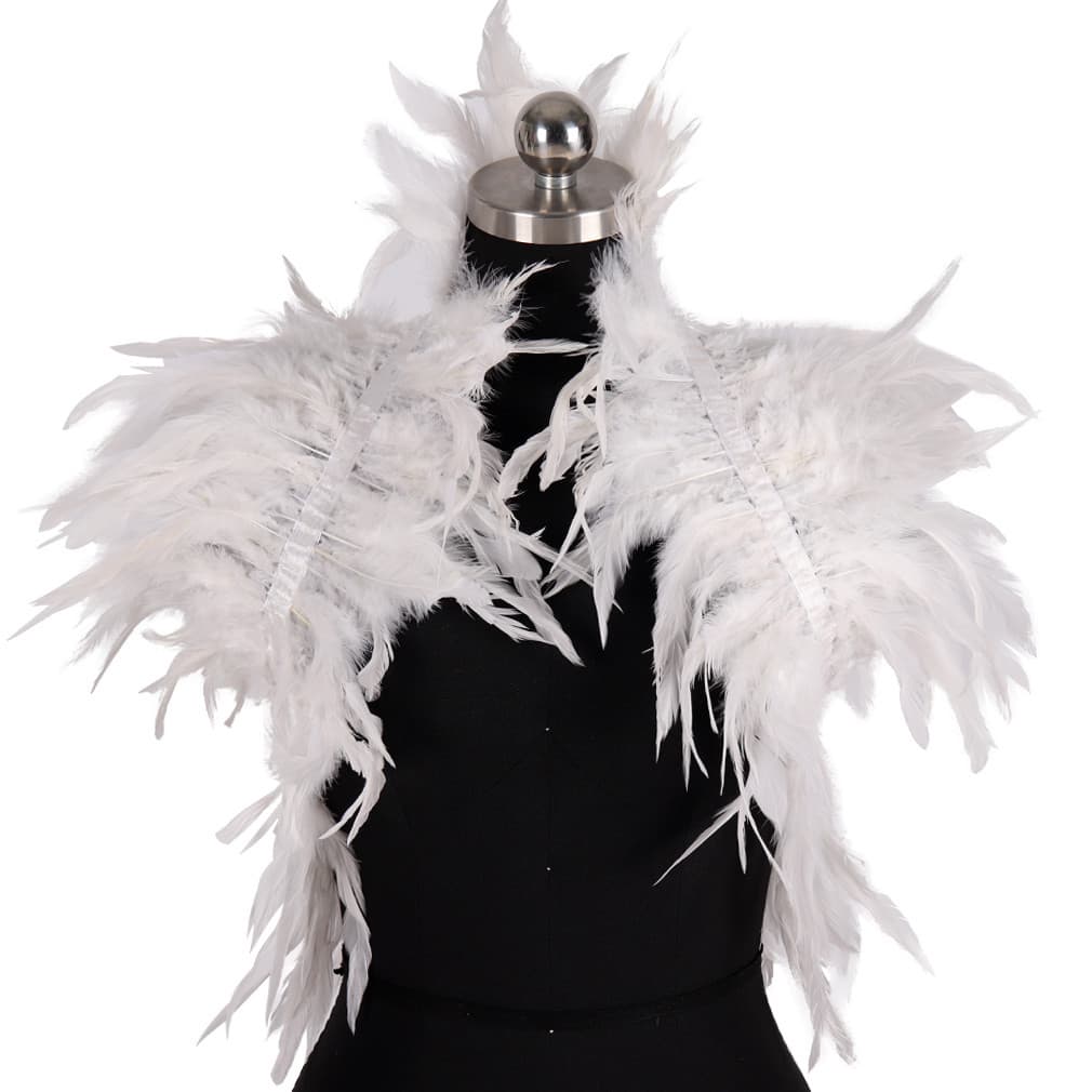 2026 novo estilo moda Retro estilo gótico pena xale Halloween Masquerade passarela palco traje branco20260731