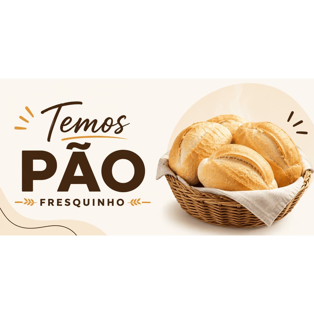 BANNER EM LONA PROPAGANDA 90X50CM COM 4 ILHÓIS ALTA QUALIDADE PÃOZINHO