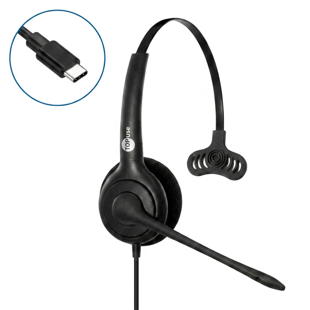 Headset USB-C MonoAuricular FP-350  Premium Confortável Top Use