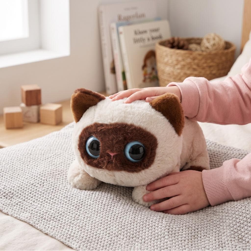 keaostore Gato Siamês Brinquedo De Pelúcia Macio Realista Lavável Bichos Fofos Para Crianças Adultos Aniversário