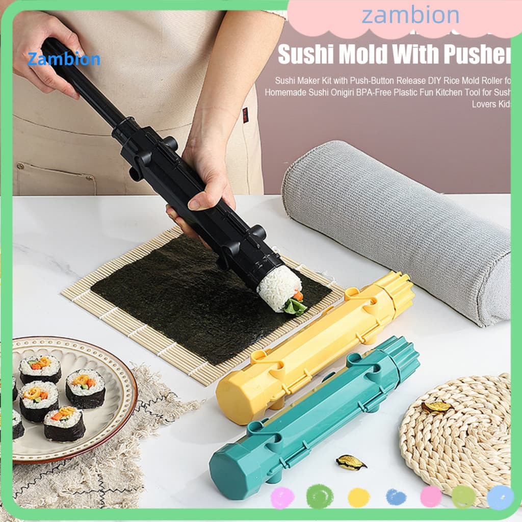Sushi Making Tool Mold Kit Maker with Push-button Rice Roller – Bpa-free Diy Onigiri for Homemade Fun Easy for Kids Ad