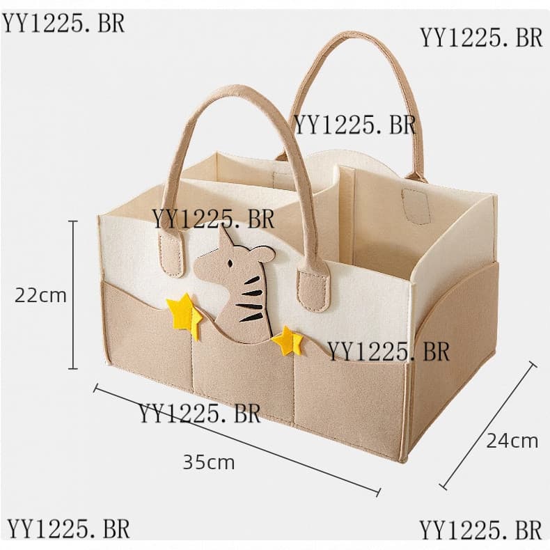Grande Capacidade Saco De Fraldas De Feltro Animal Portátil Dobrável Tote Mamãe Caddy Cesta Com Design Dividido Organiza