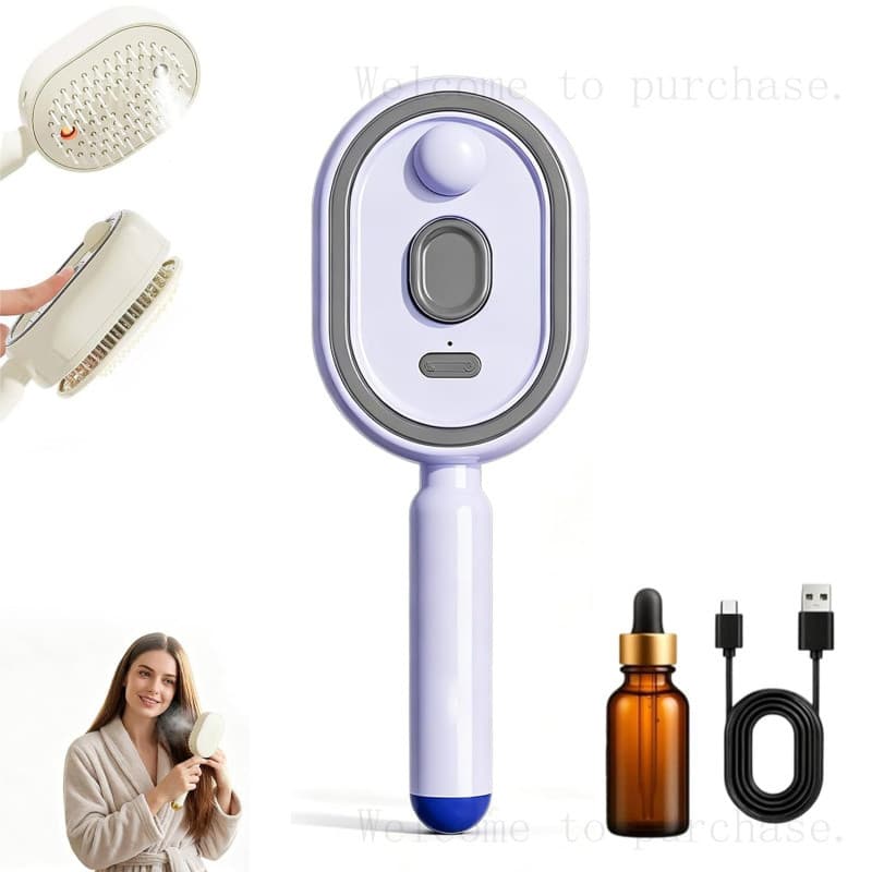 Escova de Massagem com Almofada de Ar e Spray Elétrico, Escova a Vapor Elétrica para Cabelo, Escova Alisadora a Vapor, E