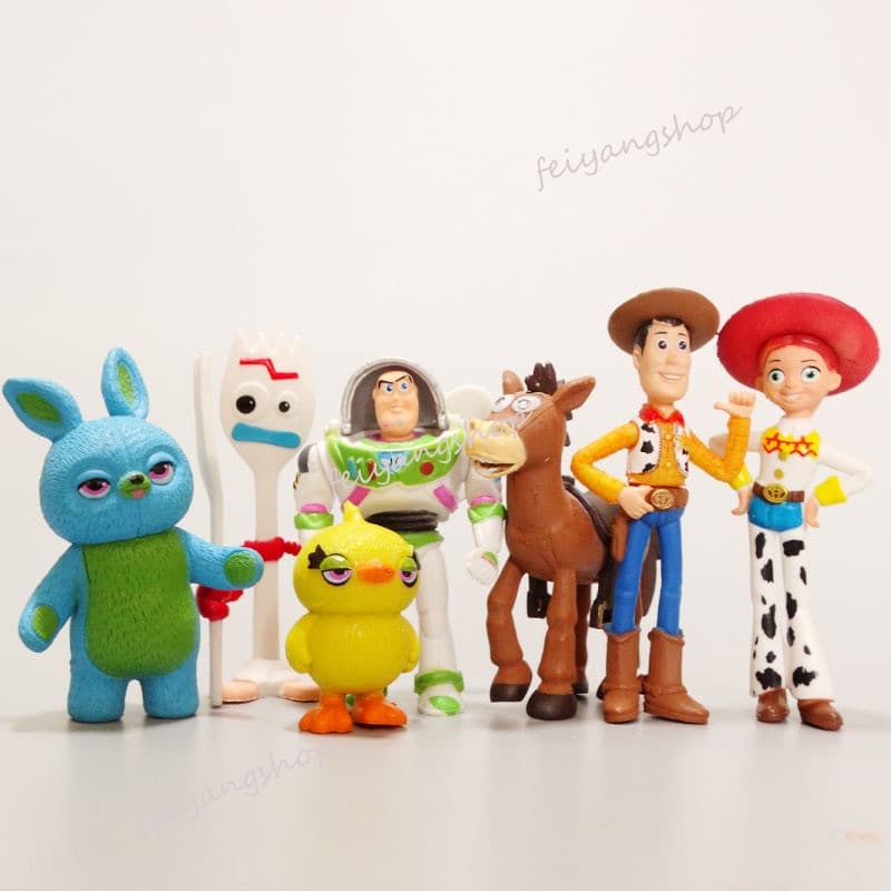 7 Peças/Cjto Toy Story 4 Boneco Disney Woody Lightyear Rex Alien Urso