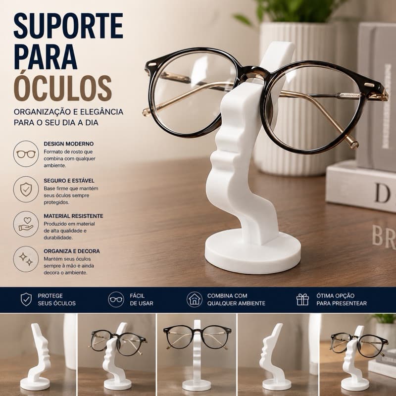 Suporte para Óculos de Mesa | Porta Óculos Decorativo Premium para Óculos de Grau e Solar