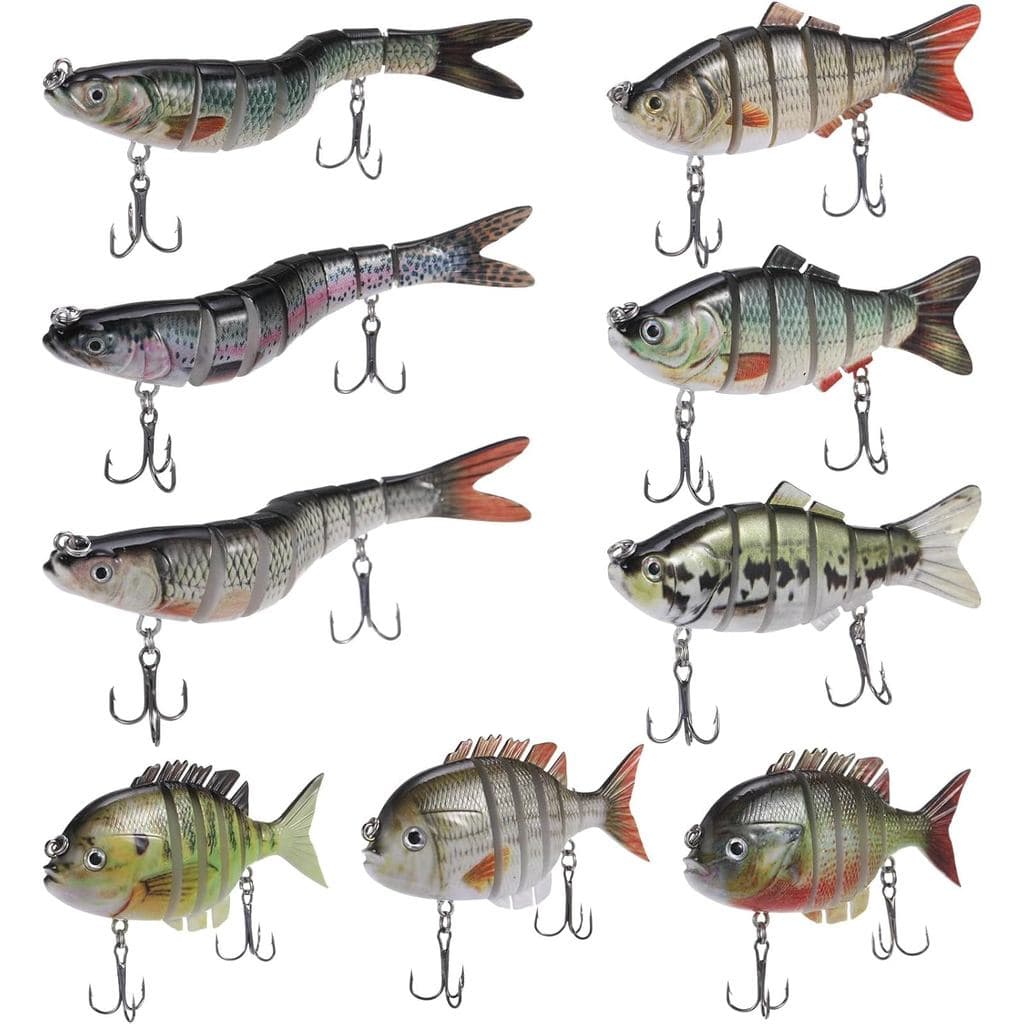 Soulchen 9 Iscas de Pesca para Água Doce e Salgada, Iscas Articuladas de Afundamento Lento e Mais Realistas para Pesca d