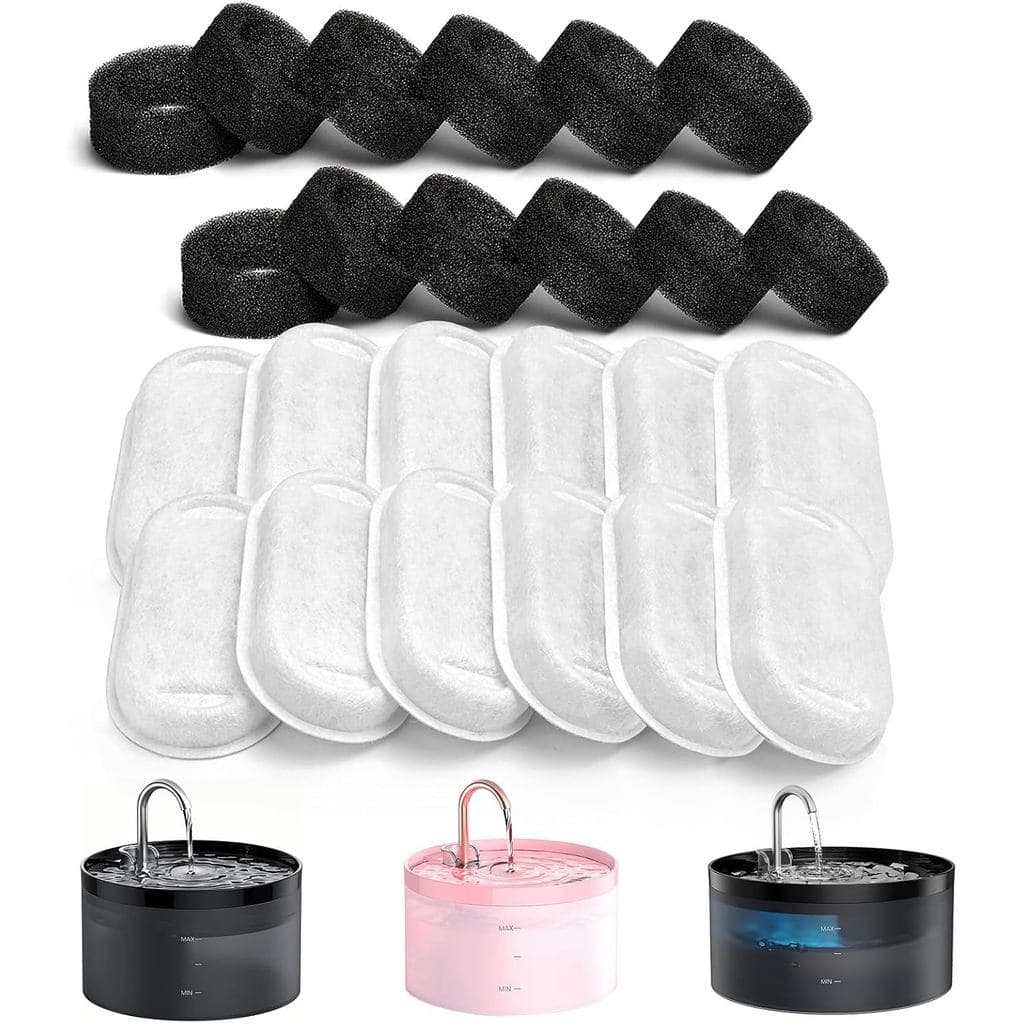 Filtro para Bebedouro de Gatos GIOTOHUN: 24 Filtros para Bebedouro de Gatos - 12 Filtros + 12 Esponjas para Bebedouro de