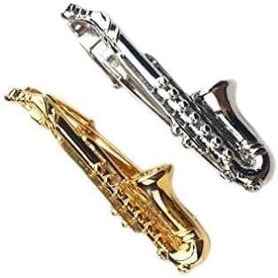 Clipes de Gravata para Saxofone ZUNON, Barra de Gravata para Sax, Clipes de Gravata em Tom Prateado e Dourado para Instr