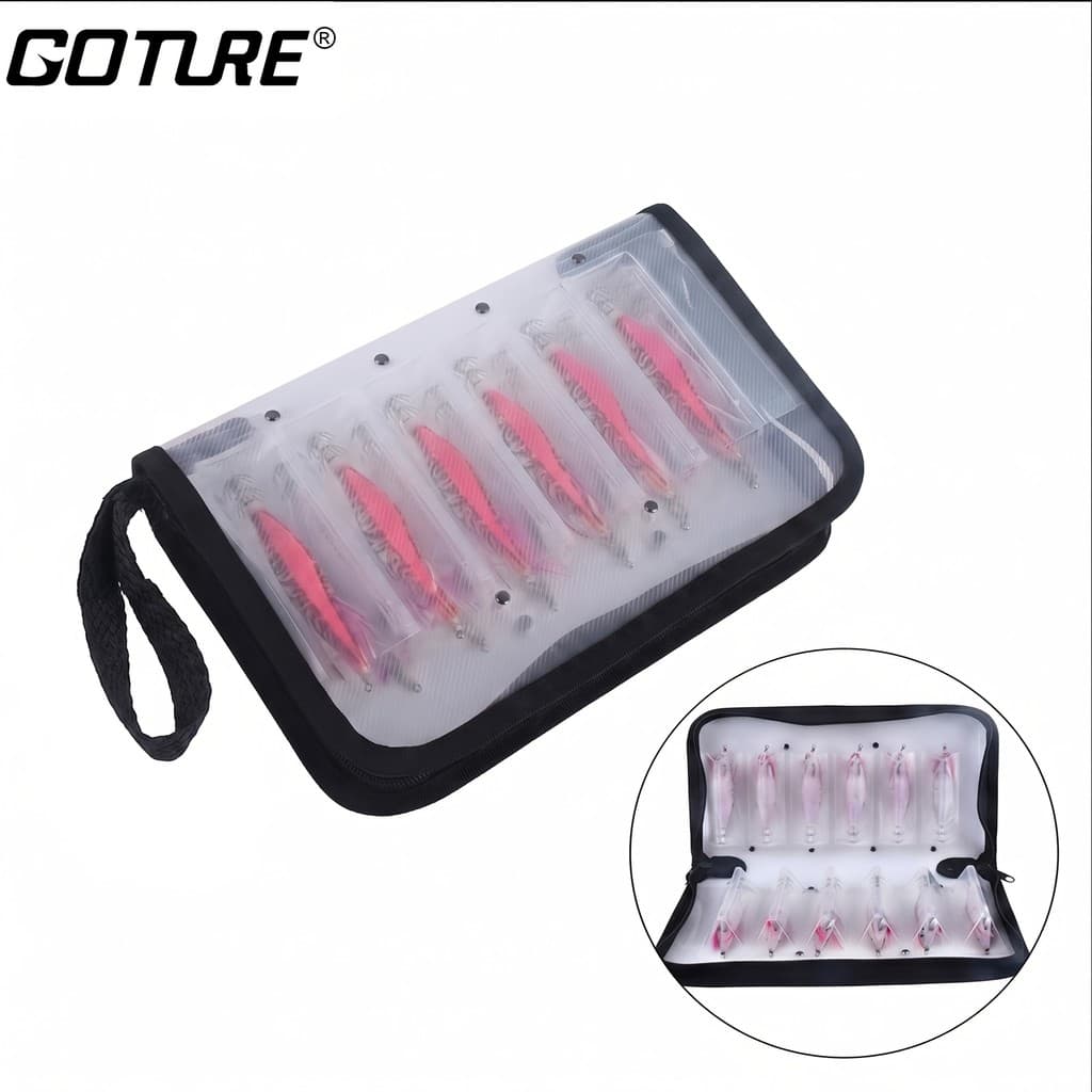 Goture 1 unidade de Bolsa de Armazenamento de Iscas de Pesca de Plástico Macio Transparente com 12 Compartimentos, Bolsa