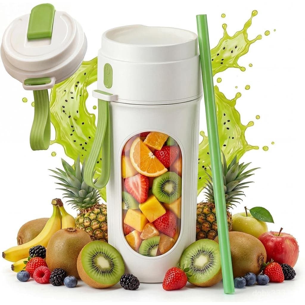Liquidificador Portátil para Smoothies, Mini Liquidificador Pessoal com 12 Lâminas, Garrafa Esportiva de 15oz Livre de B
