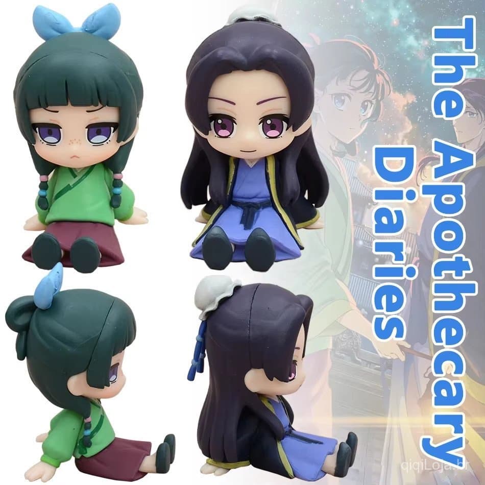 Mini Action Figure Maomao e Jinshi 6cm PVC | Diário de uma Apotecária Chibi Colecionável Anime