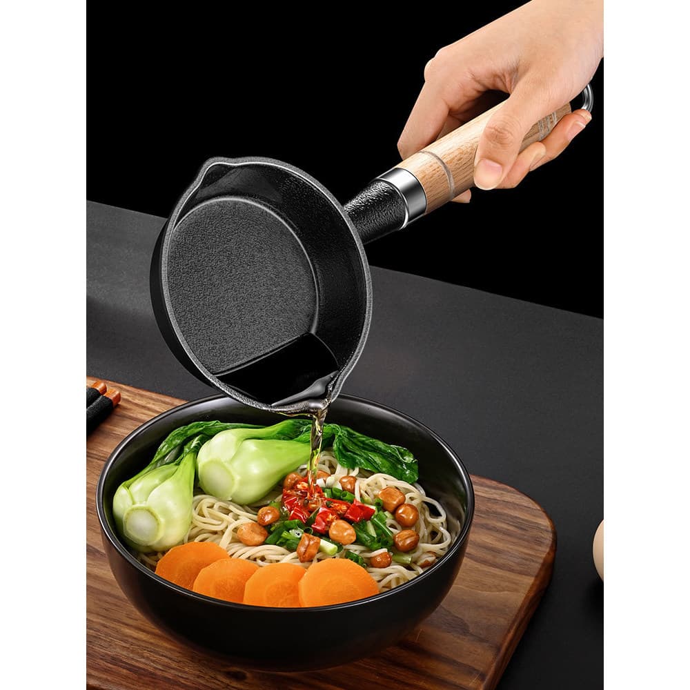 Mini panela de omelete de ferro fundido pequena panela de óleo quente respingos de óleo queima de óleo panela pequena bo