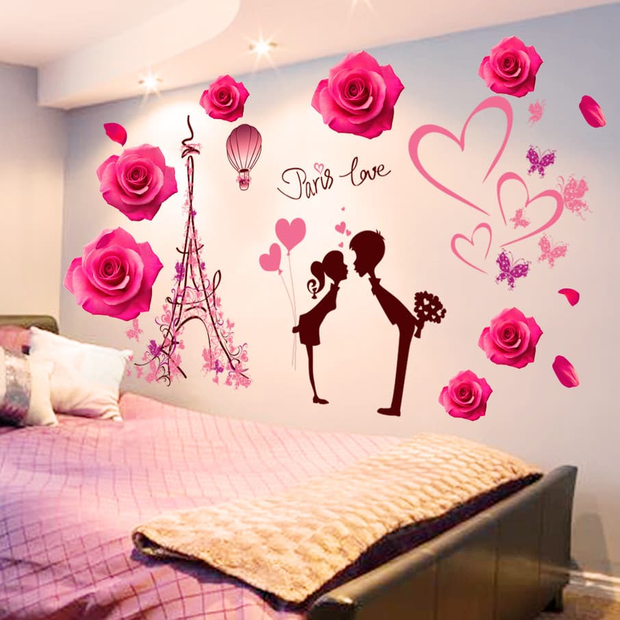 Quarto adesivos de parede adesivos quarto cabeceira quente decoração da parede fundo da parede 3D tridimensional papel d