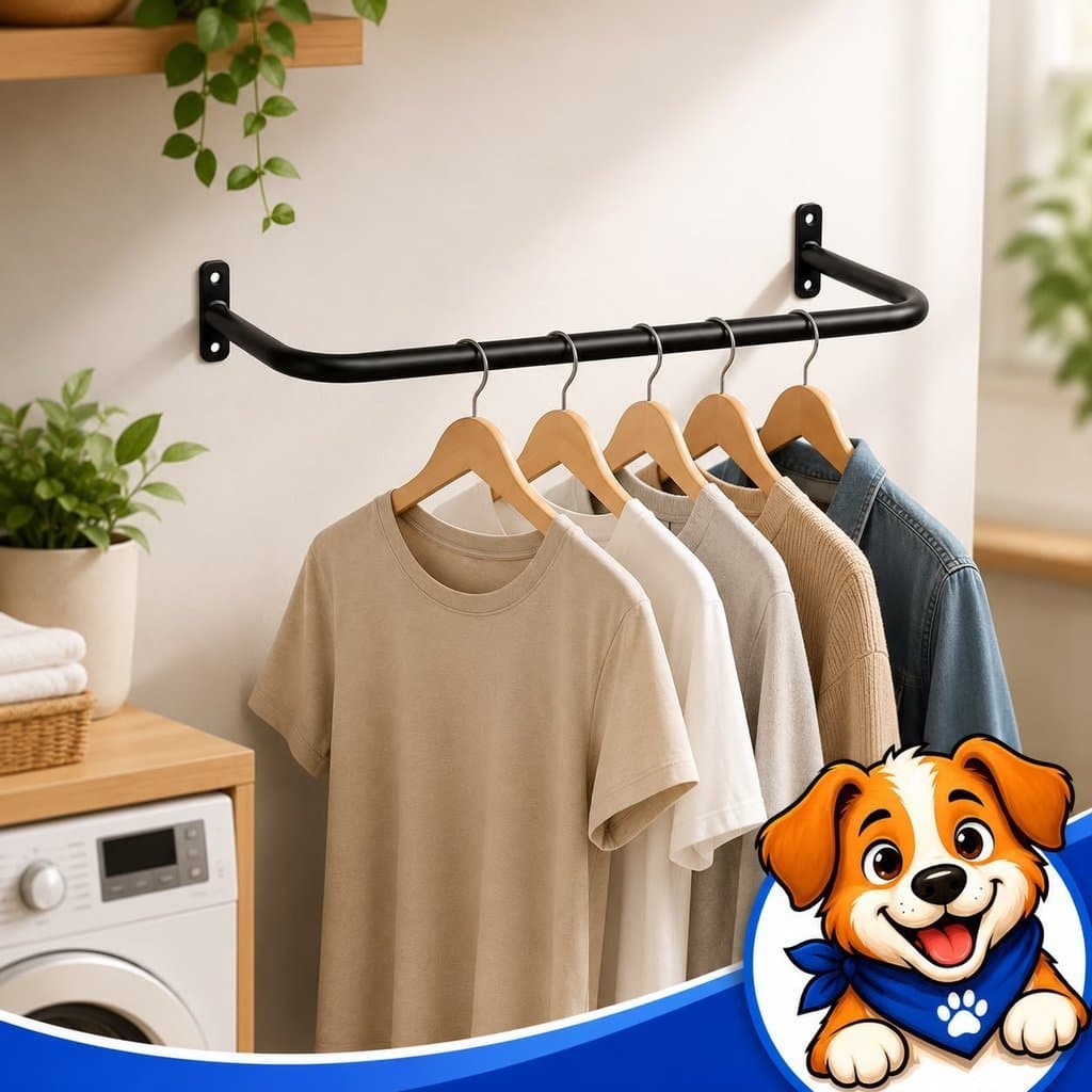 Arara de Roupas de Parede 1 Metro Preto | Cabideiro Reto em Aço | Expositor para Loja, Closet e Casa