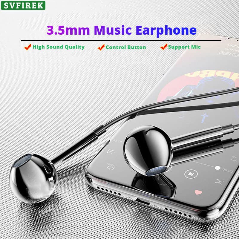 Fone De Ouvido Semi-In-Ear Com Fio Universal De 3.5 Mm Controle De Microfone Cabo TPE Durável Para Dispositivos De Áudio