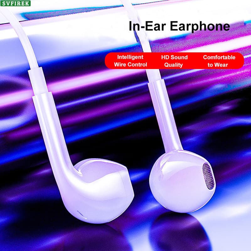 Fone De Ouvido Intra-Auricular Com Fio Branco Controle De Linha De Microfone Tipo C Plugue De 3.5 Mm Conforto Fones Anti