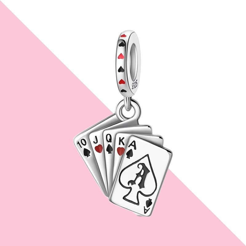 Novo produto: Pingente de prata S925, pingente clássico de carta de pôquer, pingente artesanal DIY, joia requintada ICTN