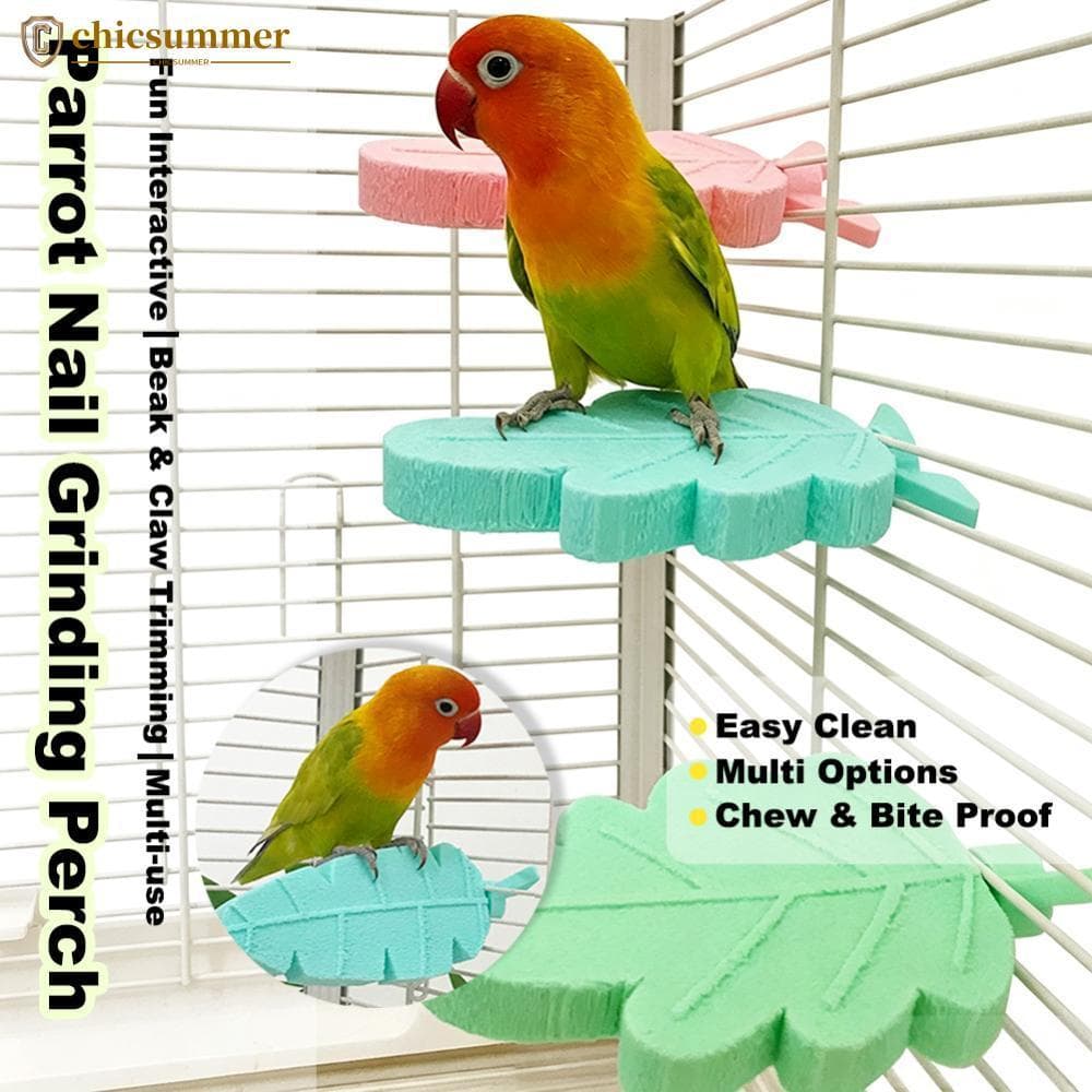 CHICSUMMER Forma De Folha De Cenoura Papagaio Pata Moagem Poleiro Pássaro Plataforma Em Pé Gaiola Resto Brinquedo Pet Bu