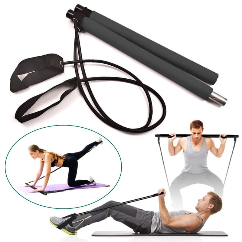 Kit De Barra De Pilates Com Faixas De Resistência Para Mulheres E Homens , Bastão De Ioga Multifuncional Academia Em Cas