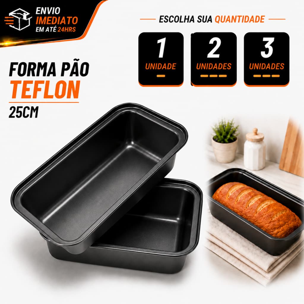 Forma Assadeira Pão Pães 1/2/3 25cm Teflon Antiaderente Não Gruda Pães Bolos Tortas Resistente Utensílio Cozinha