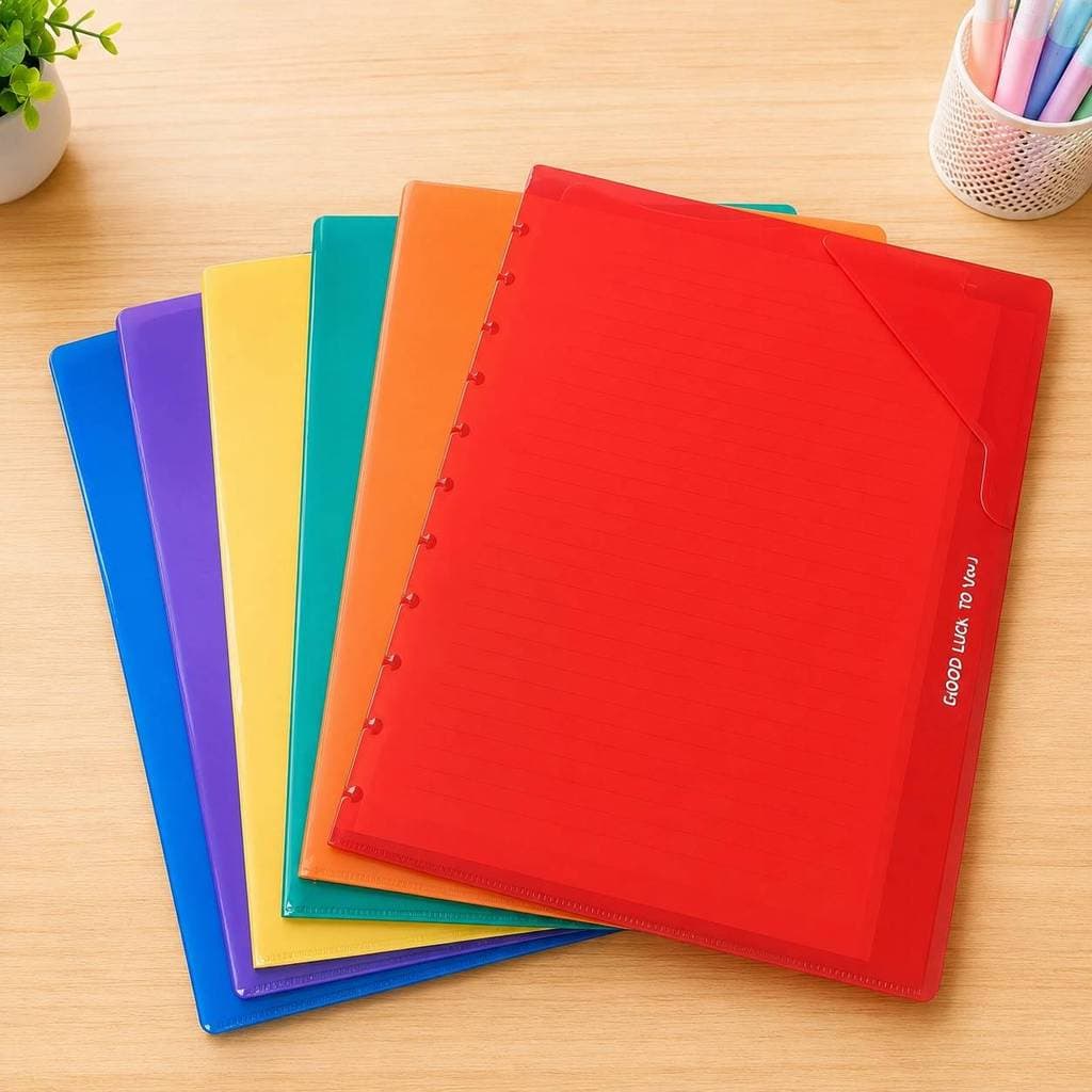 Kit 6 Pasta Envelope A4 COLORIDA Plástica Porta Documentos para Escola Escritório