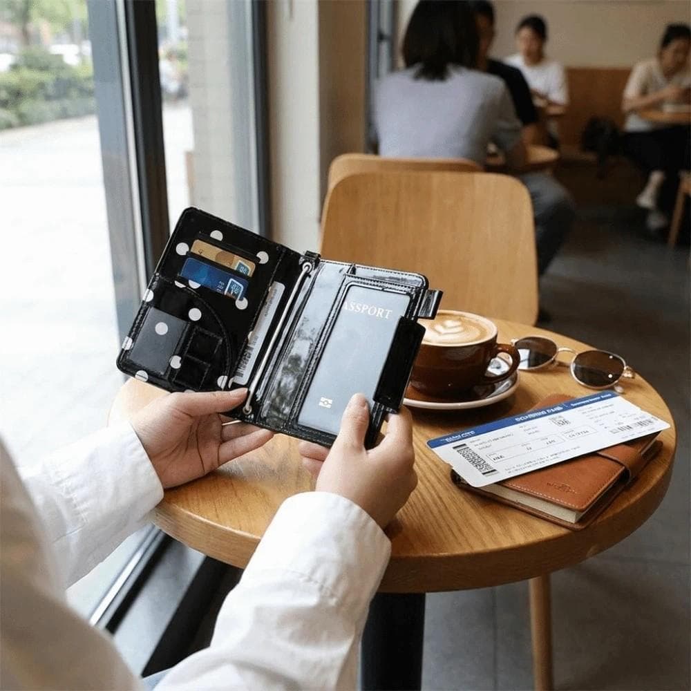 Porta-Passaporte NEDFS Polka Dot , Bolsa Multifuncional Para Armazenamento De Cartões Com Slot Vários , Leve