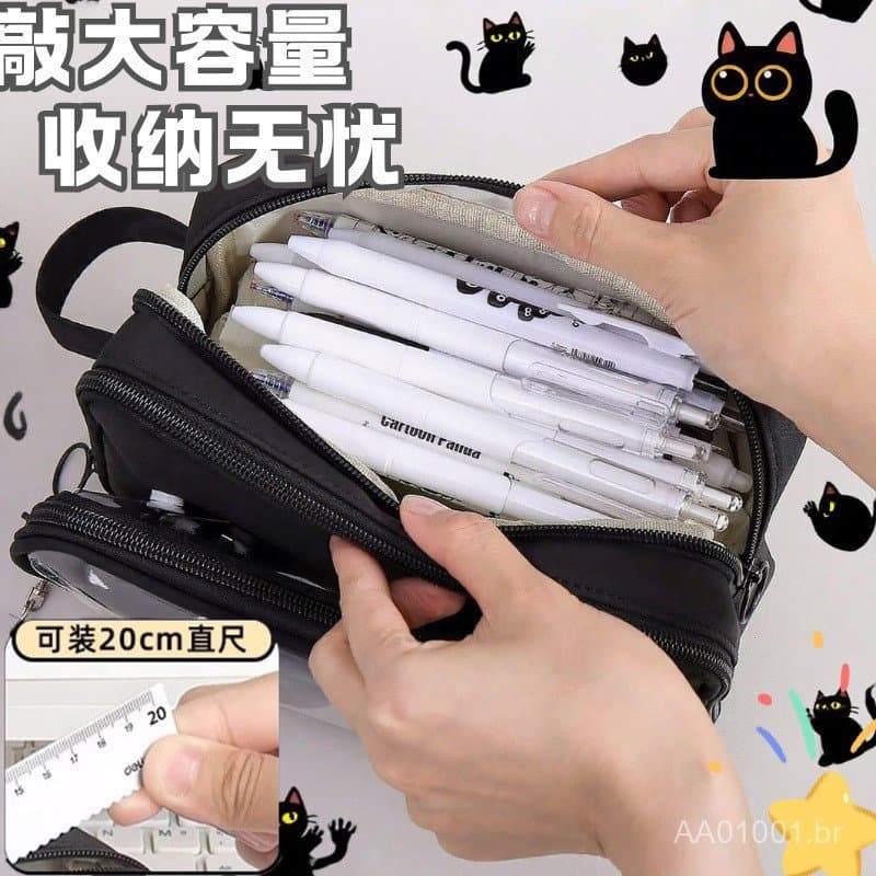 Estojo de lápis transparente destacável de 10 camadas Kitten, conjunto de material escolar para a volta às aulas, pequen
