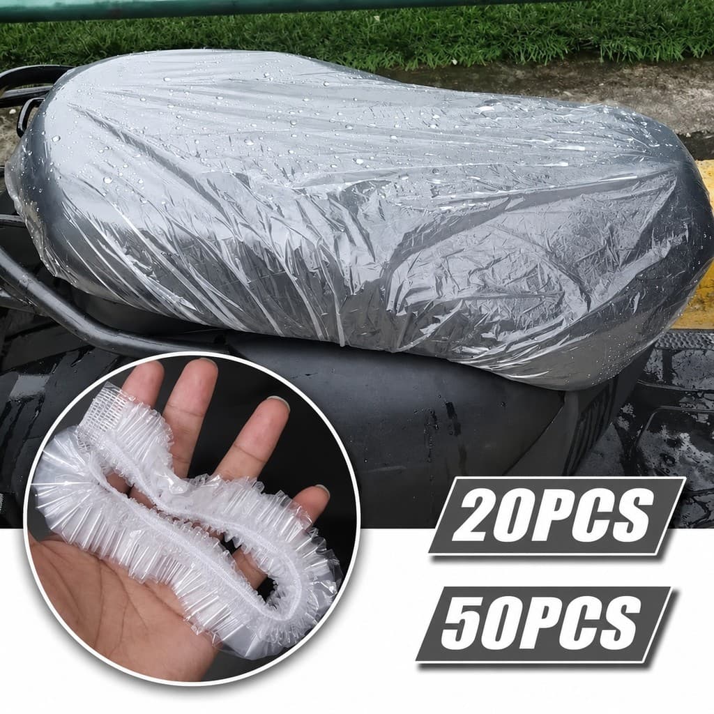 20/50 Pcs Capa De Chuva Para Selim De Bicicleta Portátil Manga De Assento Descartável À Prova De Poeira Deslocamento E E