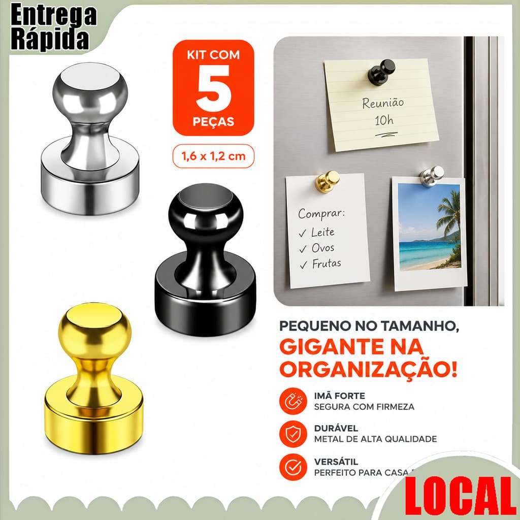 Conjunto de 5 peças tachinha magnética única 1.6 x 1.2 cm geladeira quadro branco magnético fixo percevejo