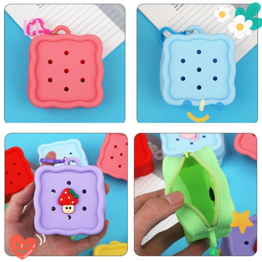 Bolsa De Moedas LIL , Mini Porta-Cartões De Silicone , Para Troca De Furos Com Zíper