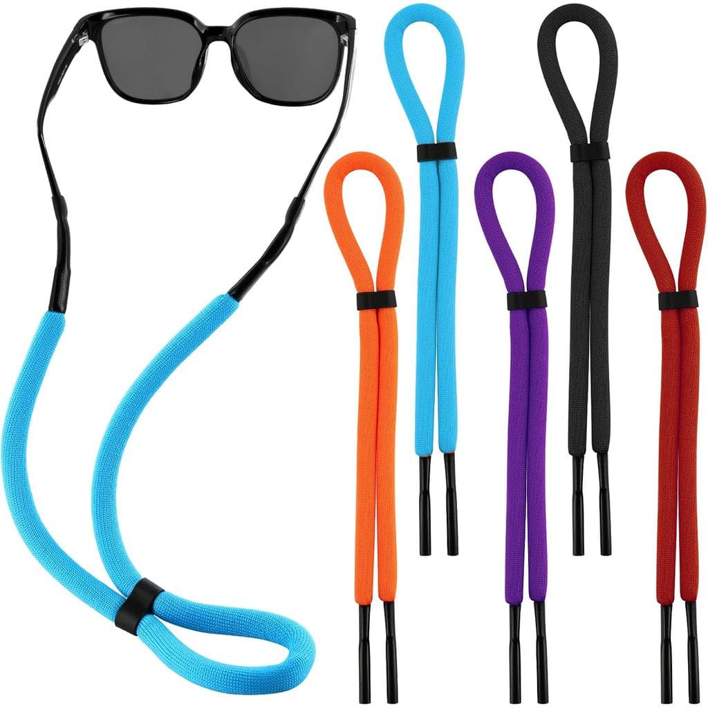 5 Pcs Floating Sunglasses Straps for Water Sports, Adjustable Buoyant Eyewear Retainer with Foam Core for Kayaking, Padd
