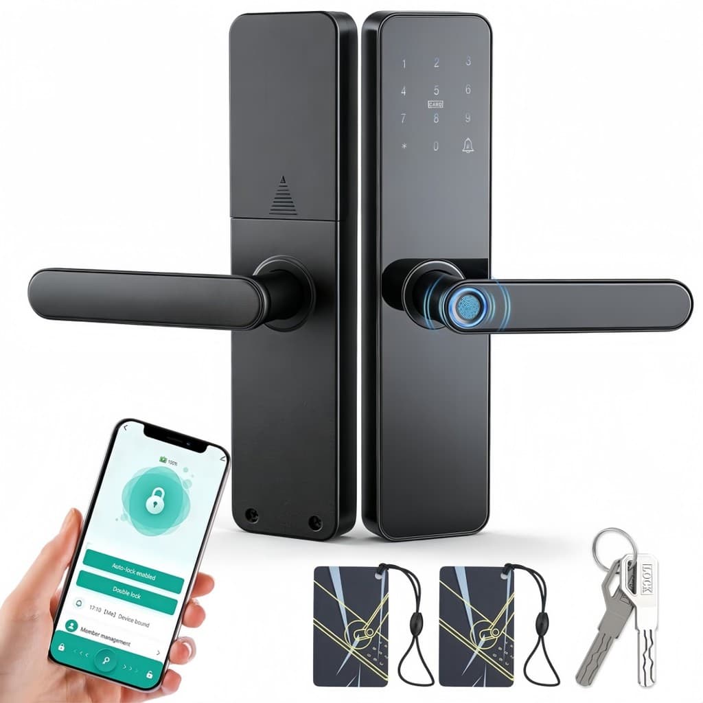 Fechadura Digital Biométrica para Porta com Impressão Digital, Senha e Cartão | Segurança para Casa e Apartamento