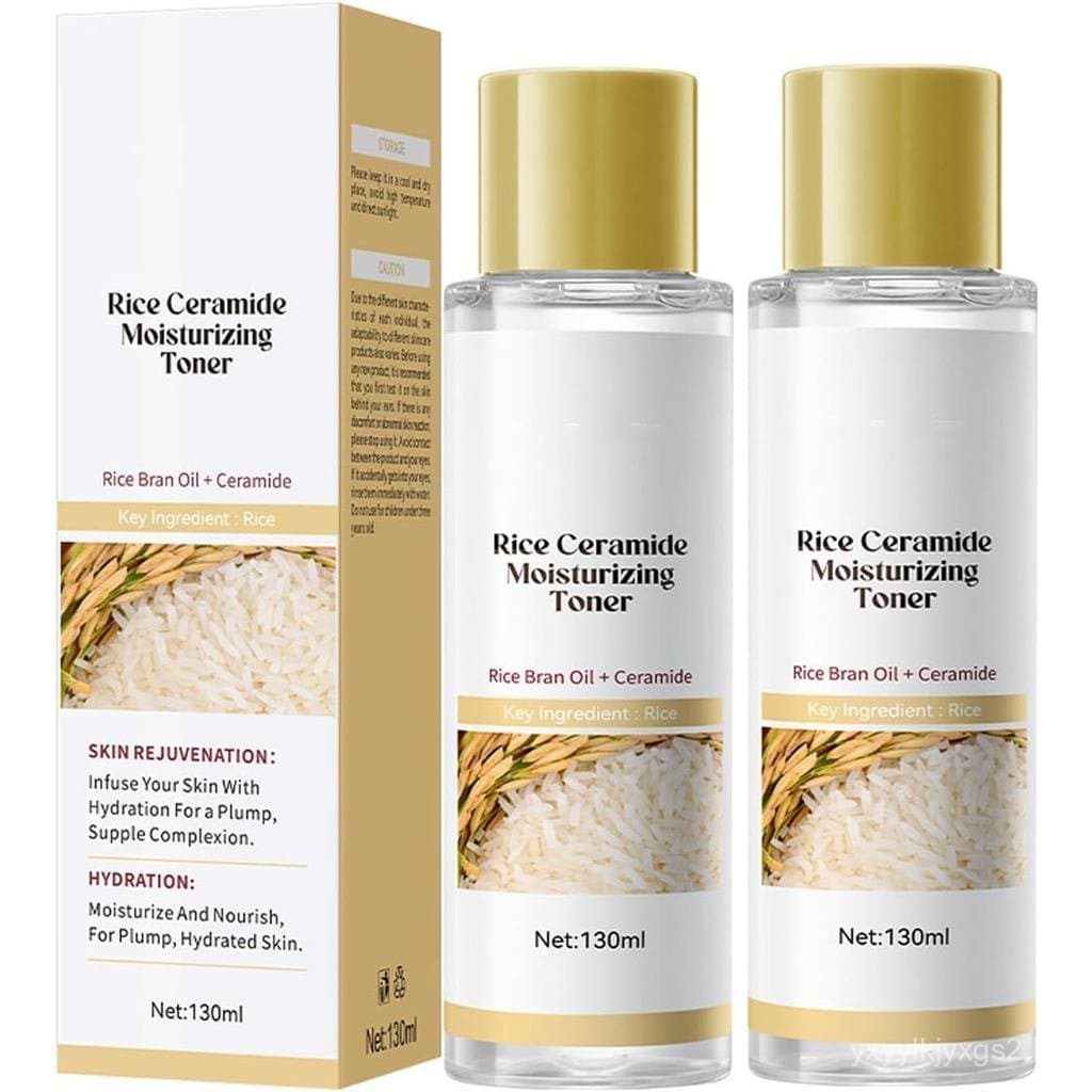 Tônico Hidratante com Ceramida de Arroz, Sabonete Facial Suave de Arroz para Hidratação, Redução de Poros, Refrescante e